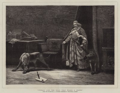Niespokojna leży głowa, która nosi koronę autorstwa John Charles Dollman