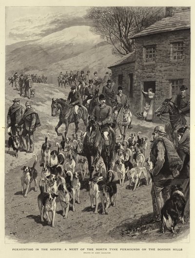 Polowanie na lisy na północy, spotkanie Foxhoundów z North Tyne na Wzgórzach Granicznych autorstwa John Charlton