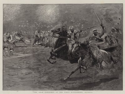 Arabscy jeźdźcy na paryskim hipodromie w Olimpii autorstwa John Charlton
