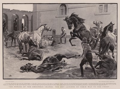 Bohaterowie szarży na Omdurman, 21. Pułk Ułanów w drodze na front autorstwa John Charlton
