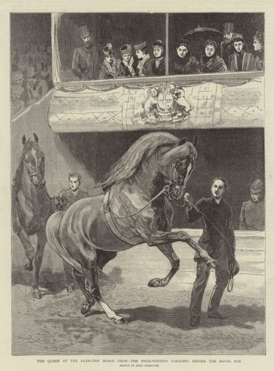 Królowa na Islington Horse Show, zwycięzcy paradują przed Royal Box autorstwa John Charlton