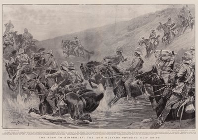 Rush do Kimberley, 10. Hussars przekraczający Klip Drift autorstwa John Charlton