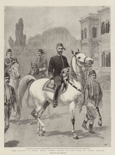 Sułtan w domu, Abdul Hamid jedzie w parku Yildiz Palace autorstwa John Charlton