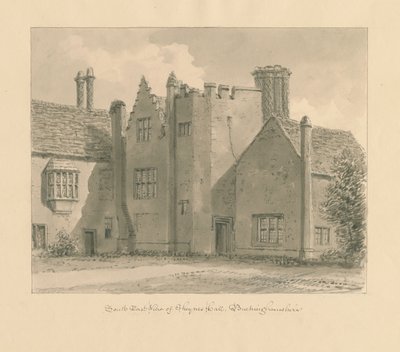 Buckinghamshire - Chenies Hall: rysunek w sepii, 1824 autorstwa John Chessell Buckler