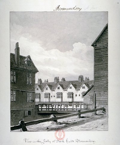 Dockhead Folly, Bermondsey, Londyn, 1820 autorstwa John Chessell Buckler