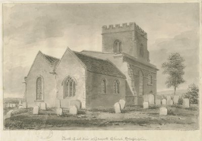 Draycott w kościele Maurów: rysunek w sepii, 1841 autorstwa John Chessell Buckler