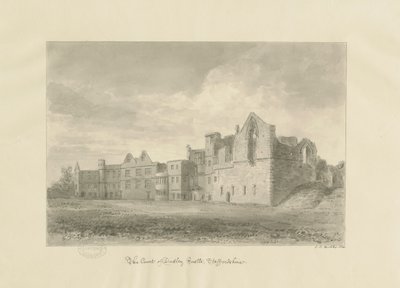 Dudley Castle - Court Yard: rysunek w sepii, 1820 autorstwa John Chessell Buckler