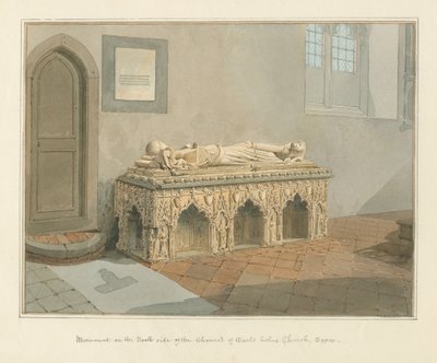 Essex - Kościół Earls Colne - Pomnik, 1824 autorstwa John Chessell Buckler