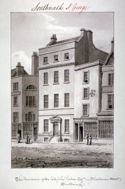 Dom przy Blackman Street, Southwark, Londyn, 1827. autorstwa John Chessell Buckler
