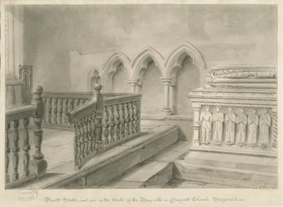 Wnętrze Draycotta w kościele Maurów: rysunek w sepii, 1841 autorstwa John Chessell Buckler