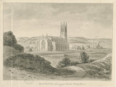 Kościół Longport - św. Pawła: rysunek w sepii, 1841 r. autorstwa John Chessell Buckler