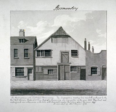 Dom spotkań św. Marii Magdaleny na dziedzińcu, Bermondsey Square, Londyn, ok. 1828 r. autorstwa John Chessell Buckler