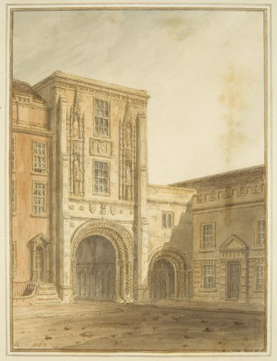 North View of the College Gateway (akwarela na ołówku na papierze) autorstwa John Chessell Buckler