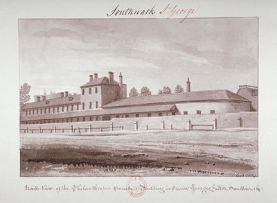 Widok północny Instytutu Towarzystwa Filantropijnego przy London Road, Southwark, Londyn, 1827 autorstwa John Chessell Buckler