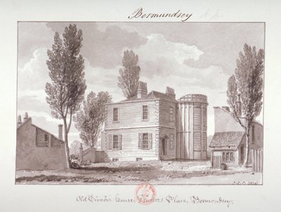 „Old Printers House, Printers Place, Bermondsey”, Londyn, 1826 r. autorstwa John Chessell Buckler