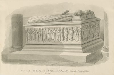 Penkridge Church - Grób [Edwarda Littletona]: rysunek w sepii autorstwa John Chessell Buckler