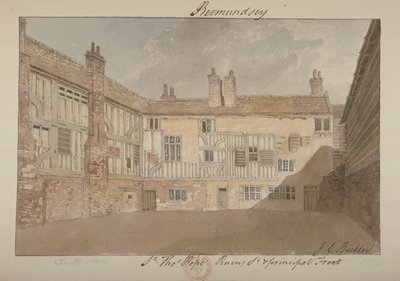 Widok południowy ruin Bermondsey House, 1827 autorstwa John Chessell Buckler
