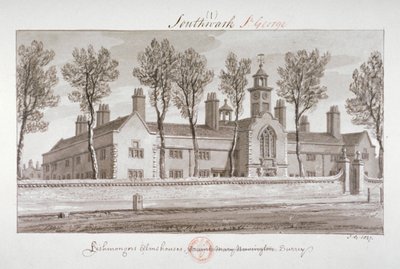 Szpital św. Piotra, Southwark, Londyn, 1827 r. autorstwa John Chessell Buckler