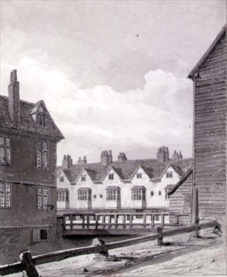Widok szaleństwa w Dockhead, Bermondsey autorstwa John Chessell Buckler