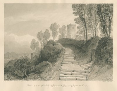 Worcestershire – Droitwich – Kościół Dodderhill: rysunek w sepii, 1833 autorstwa John Chessell Buckler