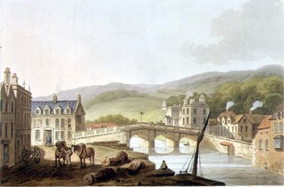 Stary most, z „Kąpiel ilustrowana serią poglądów”, sztychowany przez Johna Hilla (1770-1850) wyd. przez Williama Millera autorstwa John Claude (after) Nattes