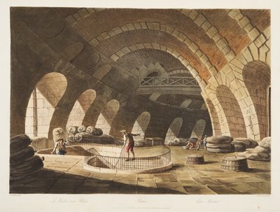 Targ kukurydziany, ilustracja z Wersalu, Paryża i Saint Denis, wyd. 1805 (akwatinta) autorstwa John Claude Nattes
