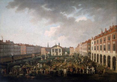 „Piazza i rynek w Covent Garden”, ok. 1775 r. autorstwa John Collet