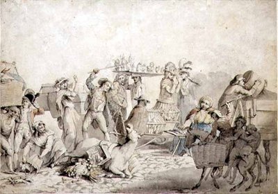 Scena uliczna (pióro i atrament z akwarelą na papierze) autorstwa John Collet