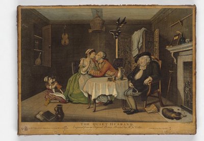 The Quiet Husband, grafika wykonana przez Johna June, ok.1768 (ręcznie kolorowana grawerunek) autorstwa John Collet