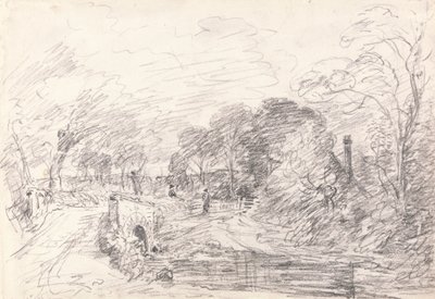 Most w pobliżu Salisbury Court, być może Milford Bridge autorstwa John Constable