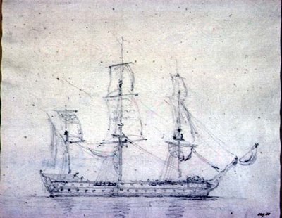 Man-o-war (grafit na papierze) autorstwa John Constable