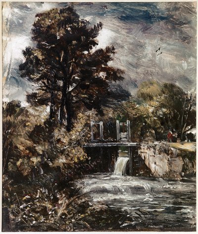 Śluza, być może na Stour (olej na płótnie) autorstwa John Constable
