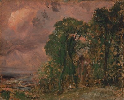 Widok na Hampstead ze sztormową pogodą, ca. 1830. autorstwa John Constable
