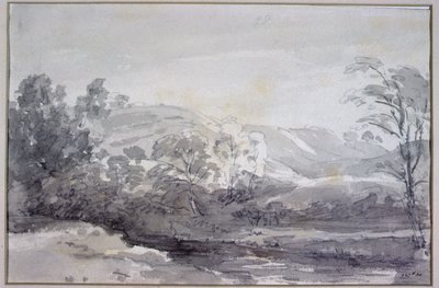 Widok w Derbyshire (monochromatyczna akwarela) autorstwa John Constable