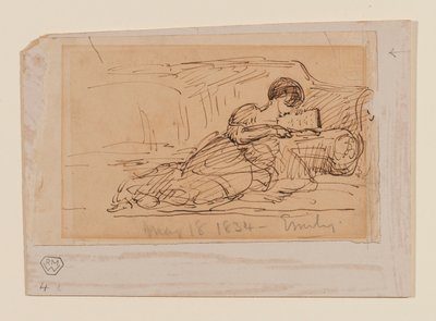 Córka artysty, Emily, leżąca na sofie, czytając, 18 maja 1834 autorstwa John Constable