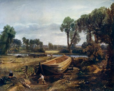 Budowa łodzi w pobliżu młyna Flatford, 1815, 1912. autorstwa John Constable