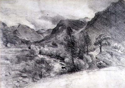 Borrowdale, rano, c.1806 (rysunek ołówkiem na papierze) autorstwa John Constable