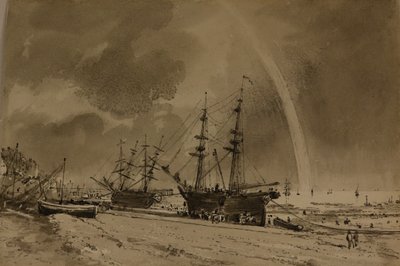 Brighton Beach z tęczą: Colliers Rozładunek, ok. 1792 (akwarela na papierze) autorstwa John Constable