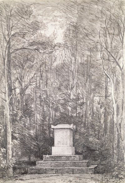 Cenotaf dla Sir Joshua Reynoldsa w Coleorton Hall, Leicestershire, 1823 (rysunek ołówkiem) autorstwa John Constable