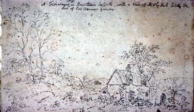 Domek w Brantham, z widokiem na Mistley Hall (rysunek) autorstwa John Constable