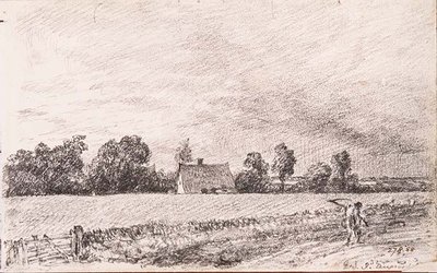 Domki i droga, East Bergholt, ołówek autorstwa John Constable