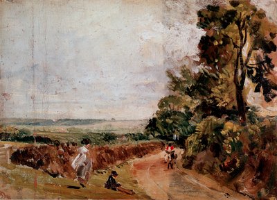Droga krajowa między East Bergholt i Flatford Malarstwo autorstwa Johna Constable (1776-1837) 1811 ok. Słońce. 24,2x33 cm Londyn, Muzeum Wiktorii i Alberta autorstwa John Constable