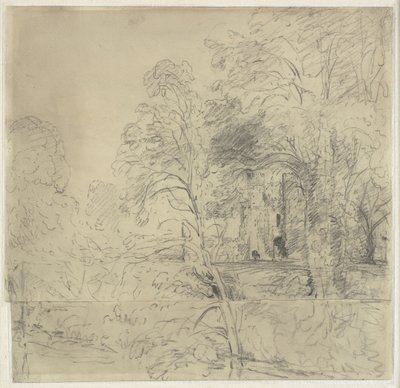 Zamek Cowdray, widoczny między drzewami autorstwa John Constable