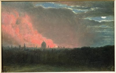 Pożar w Londynie widziany z Hampstead (olej na papierze nałożony na panel) autorstwa John Constable