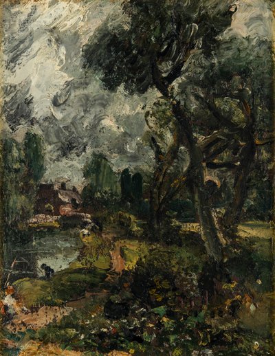 Młyn Flatford z mostu, ok. 1814-17 (olej na płótnie) autorstwa John Constable