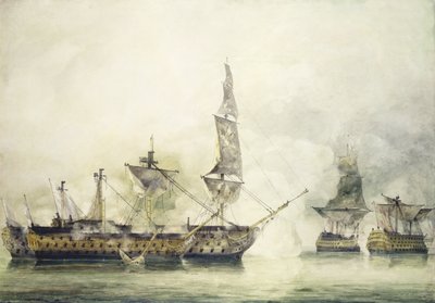 Okręt H.M.S. Victory w bitwie pod Trafalgarem, 1805, autorstwa John Constable