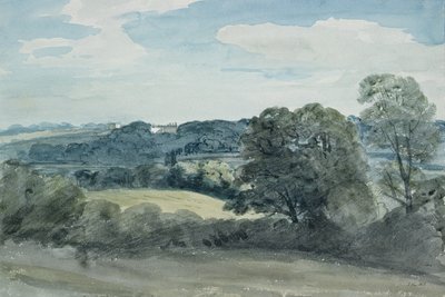Krajobraz z budynkami w oddali (akwarela) autorstwa John Constable
