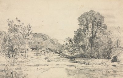 Krajobraz z drzewami otaczającymi staw autorstwa John Constable
