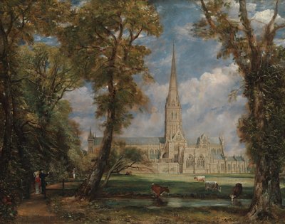 Katedra w Salisbury z terenów biskupich, ca. 1825. autorstwa John Constable