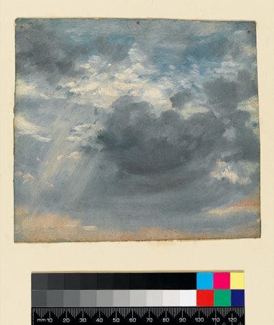 Studium nieba z promieniami słońca, ok. 1822 (olej na papierze) autorstwa John Constable